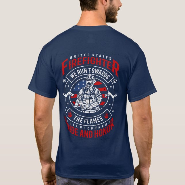 Patriotic Firefighter United Staaten T-Shirt (Rückseite)
