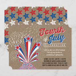 Patriotic Fireworks Amerikanische Unabhängigkeitst Einladung