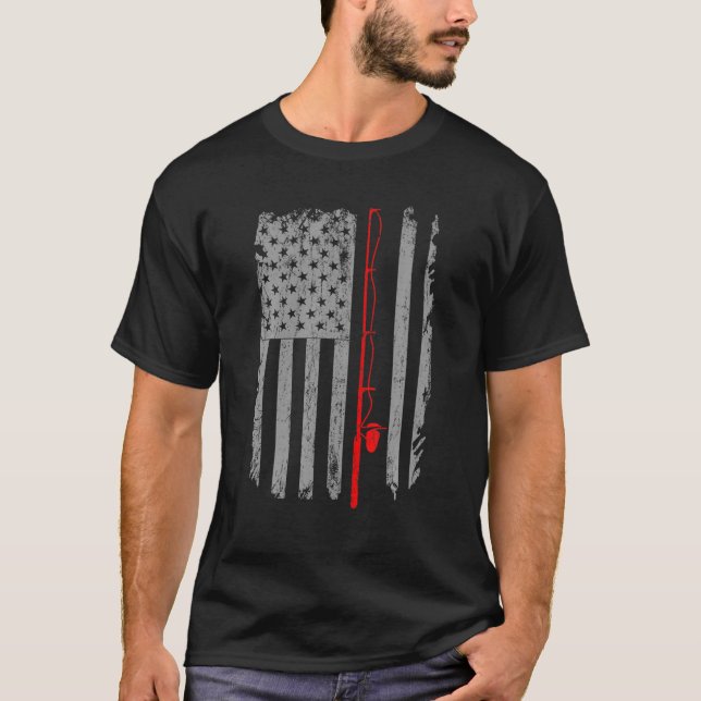 Patriotic Fishing Daddy USA Flag Ameri T-Shirt (Vorderseite)
