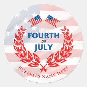 Patriotic Flag Custom Company Name Forth Juli Runder Aufkleber