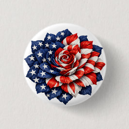 Patriotic Flag Floral Illustration Button