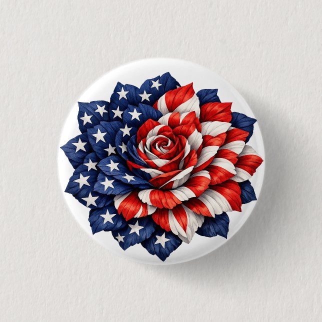 Patriotic Flag Floral Illustration Button (Vorderseite)