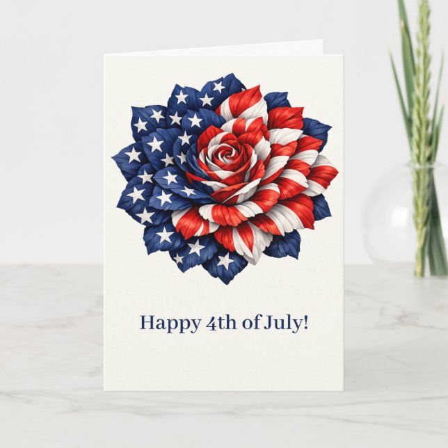 Patriotic Flag Floral Illustration Feiertagskarte (Vorderseite)