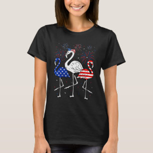 Patriotic Flamingo Feuerwerk Red White Blue 4. T-Shirt