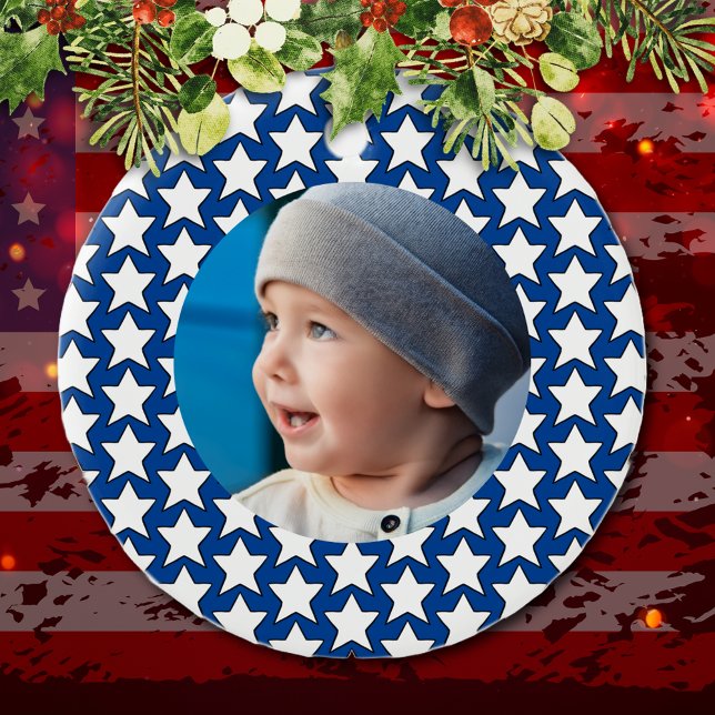 Patriotic Foto Baby's First Christmas Ornament (Von Creator hochgeladen)