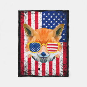 Patriotic Fox 4. Juli Sungles USA Fla Fleecedecke
