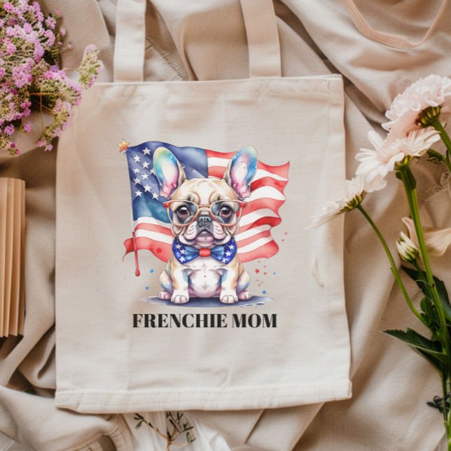 Patriotic French bulldog frenchie mom Tragetasche (Von Creator hochgeladen)
