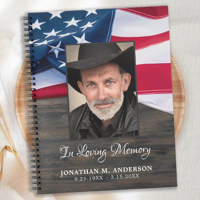 Patriotic Funeral Foto US Flag Memorial GuestBook Notizbuch (Von Creator hochgeladen)