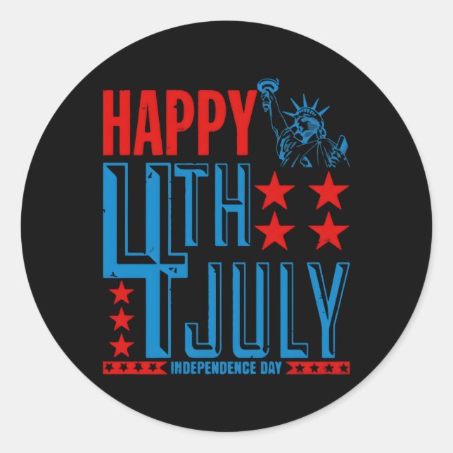 Patriotic für den 4. Juli USA Runder Aufkleber (Vorderseite)