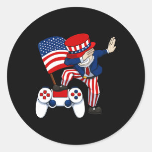 Patriotic Gamer 4. Juli Videospiel Controller Runder Aufkleber