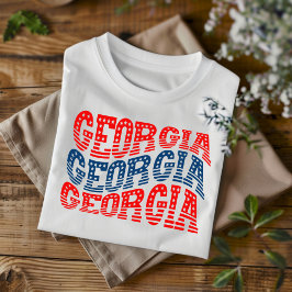 Patriotic Georgia Red and Blue Boho T - Shirt