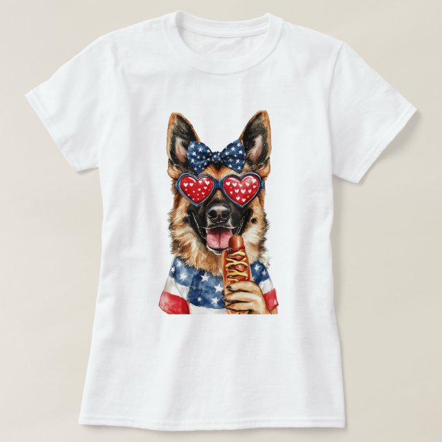 Patriotic German Shephard T-Shirt (Design vorne)