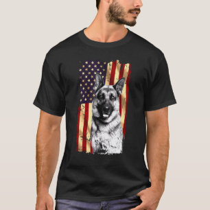 Patriotic German Shepherd American Flag 4. Juli D T-Shirt