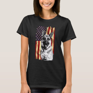 Patriotic German Shepherd American Flag 4. Juli D T-Shirt