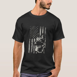 Patriotic German Shepherd AMERICAN FLAG 4th Of Jul T-Shirt