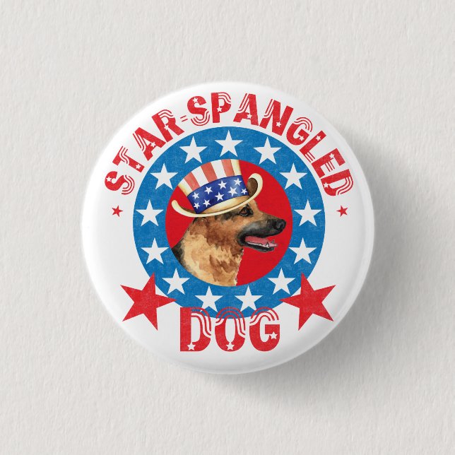 Patriotic German Shepherd Button (Vorderseite)