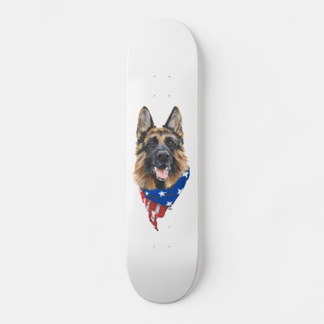 Patriotic German Shepherd Dog Skateboard (Vorderseite)