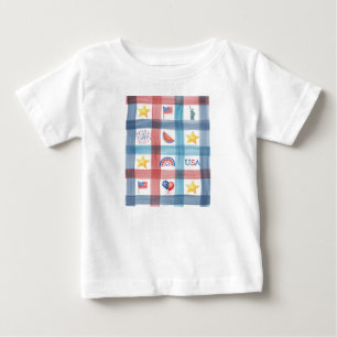 Patriotic Gingham America 4. Juli Sommer Baby T-shirt