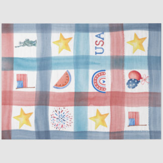 Patriotic Gingham America 4. Juli Sommer Seidenpapier