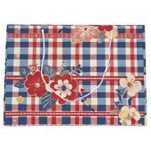 Patriotic Gingham mit floralen Akzenten | Rot-Weiß