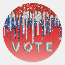 Patriotic Glitter Drip Americana Vote Runder Aufkleber