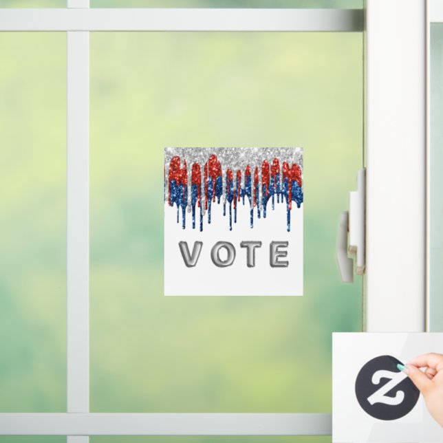Patriotic Glitter Drip Border Vote Fensteraufkleber (Zuhause)