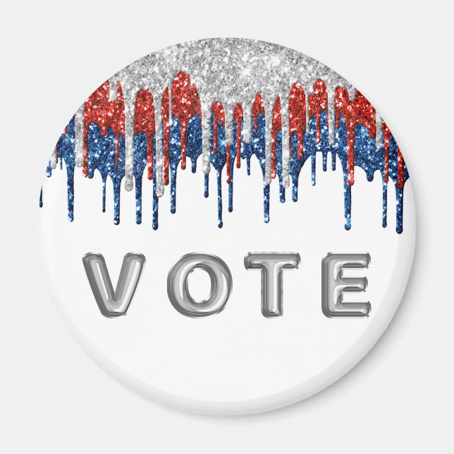 Patriotic Glitter Drip Border Vote Magnet (Vorne)