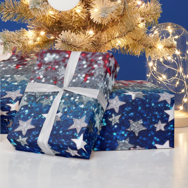 Patriotic Glitter Geschenkpapier (Feiertage)