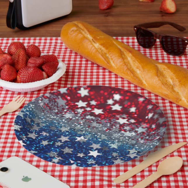 Patriotic Glitter Pappteller (Picknick)
