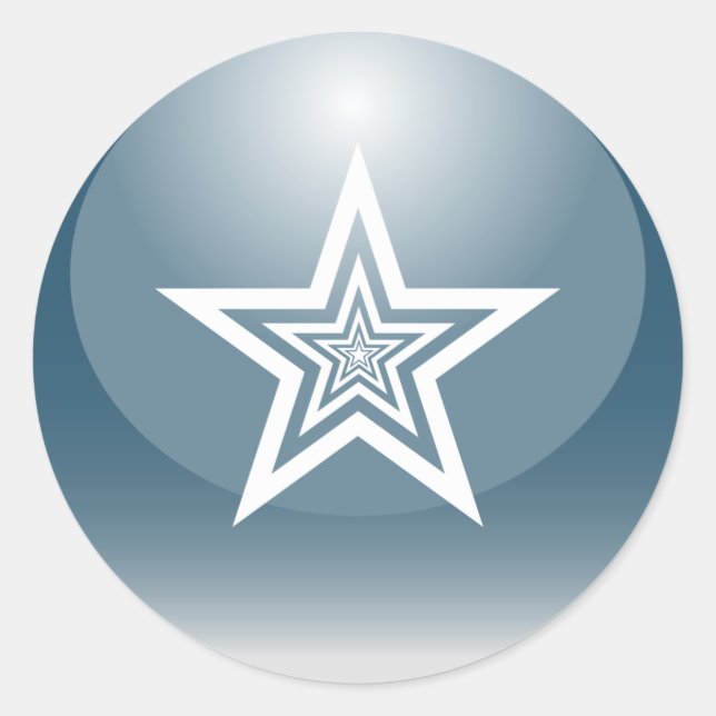 Patriotic Glossy Star Runder Aufkleber (Vorderseite)