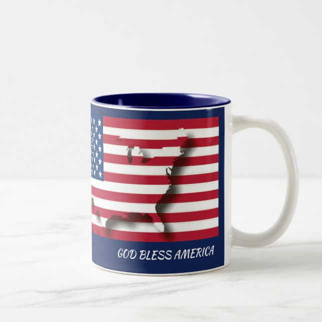 Patriotic GOD BLESS AMERICA Christlich Zweifarbige Tasse (Rechts)