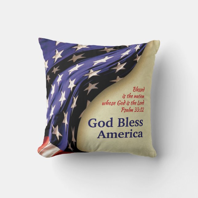 Patriotic GOD BLESS AMERICA Flag Kissen (Vorderseite)
