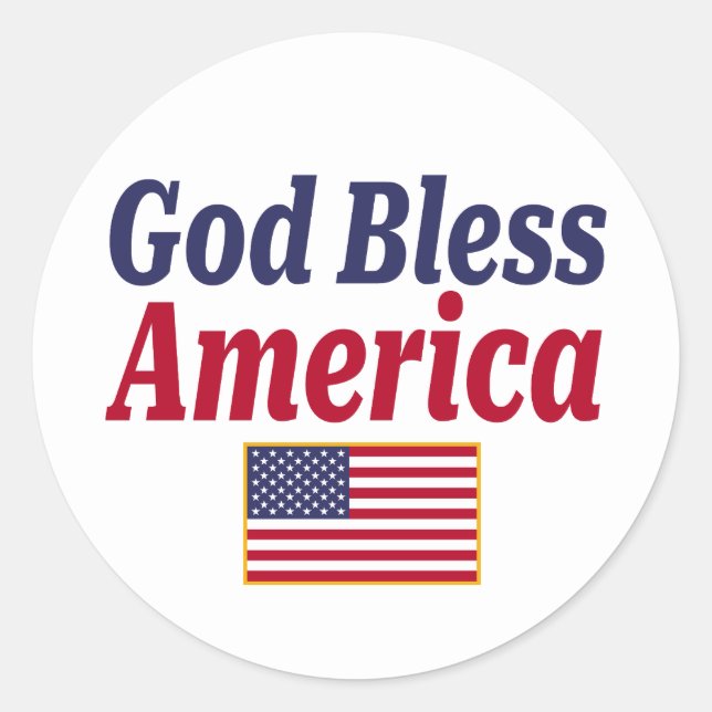 Patriotic God Bless America Flag Runder Aufkleber (Vorderseite)