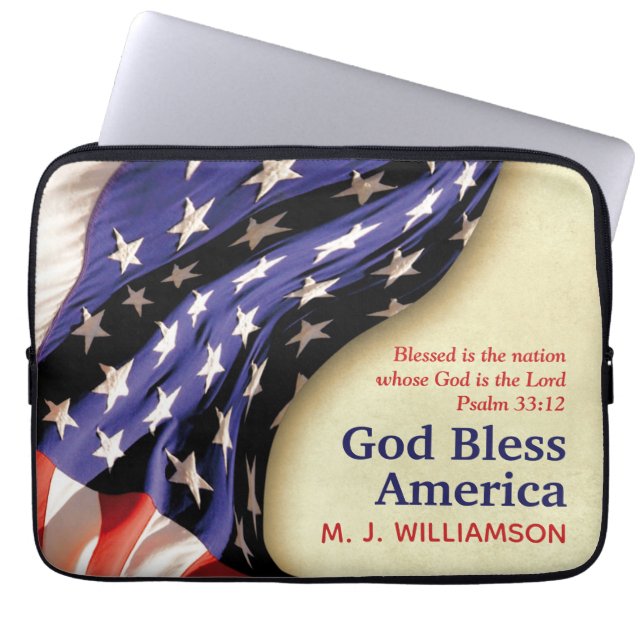 Patriotic GOD BLESS AMERICA Personalisiert Laptopschutzhülle (Vorderseite)