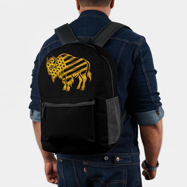 Patriotic Gold Bison Design Bedruckter Rucksack (Insitu (Modell))