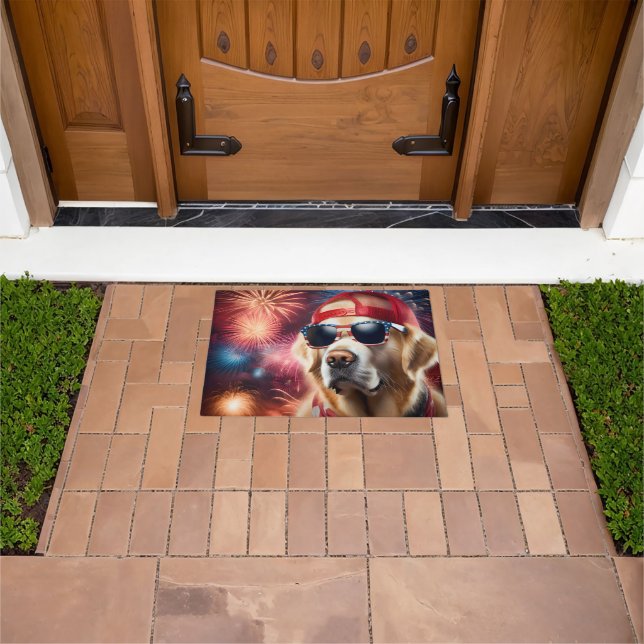 Patriotic Golden Retriever Fußmatte (Außenbereich)