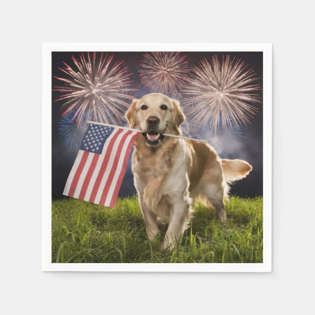 Patriotic Golden Retriever Serviette (Vorderseite)