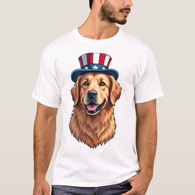 Patriotic Golden Retriever Split Frame Tee 2 (Vorderseite)