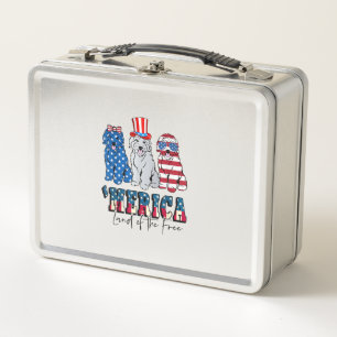 Patriotic Goldendoodle Dog 4. Juli USA Metall Brotdose