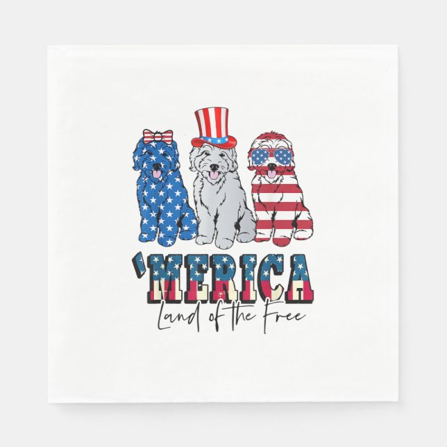 Patriotic Goldendoodle Dog 4. Juli USA Serviette (Vorderseite)