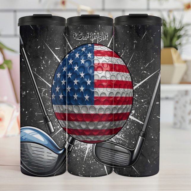 Patriotic Golf Ball American Flag Thermosbecher (Von Creator hochgeladen)