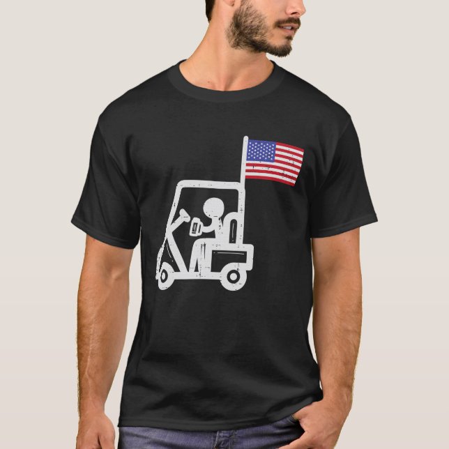 Patriotic Golf Cart American Flag GolfDrinker T-Shirt (Vorderseite)