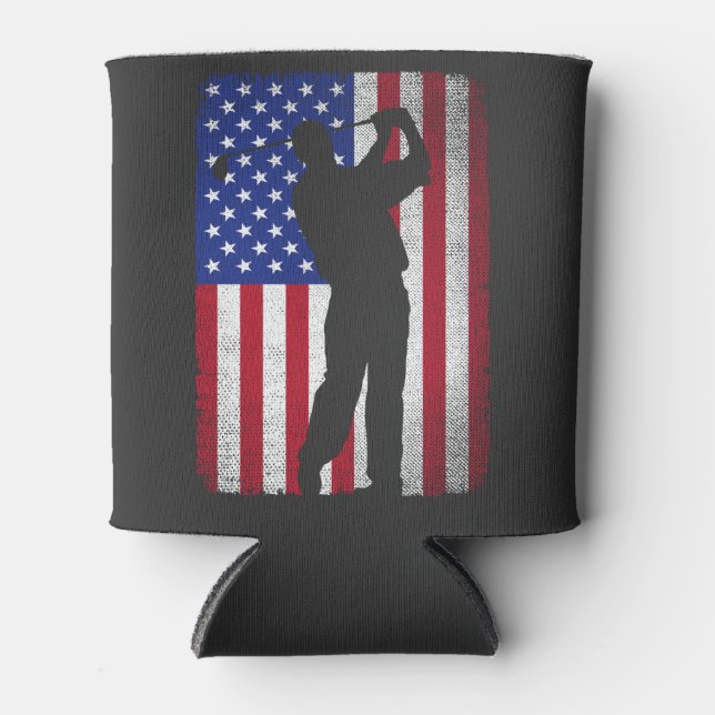 Patriotic Golf Golfing American Flag 4. Juli Dosenkühler (Vorderseite)