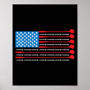 Patriotic Golf Shirt - Usa Flag Golf Clubs & amp;  Poster