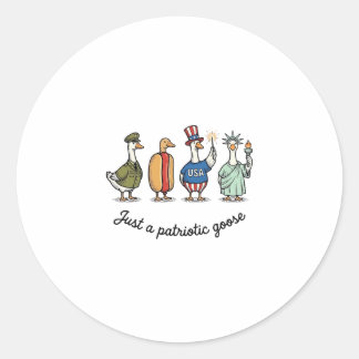Patriotic Goose Vintage Engraving Funny USA Shirt  Runder Aufkleber