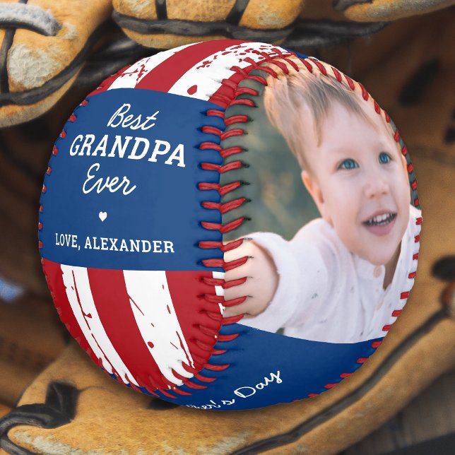 Patriotic GRANDPA Vatertag Custom 2 Foto Baseball (Von Creator hochgeladen)