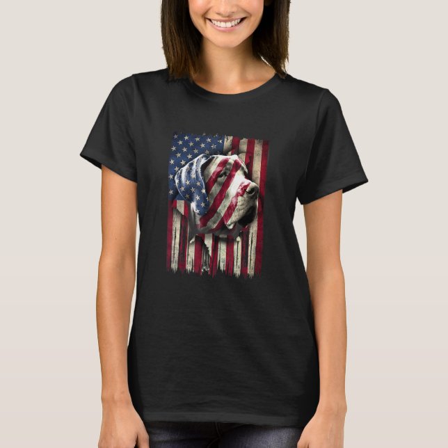 Patriotic Great Dane American Flag USA Hund T-Shirt (Vorderseite)