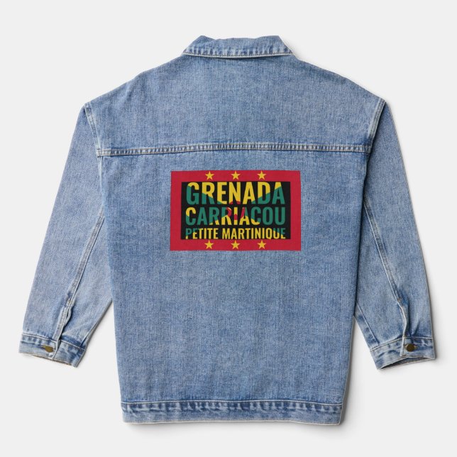 Patriotic GRENADA FLAG Jeansjacke (Rückseite)