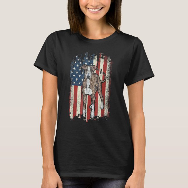Patriotic Greyhound American Flag Hunde Männer Fra T-Shirt (Vorderseite)