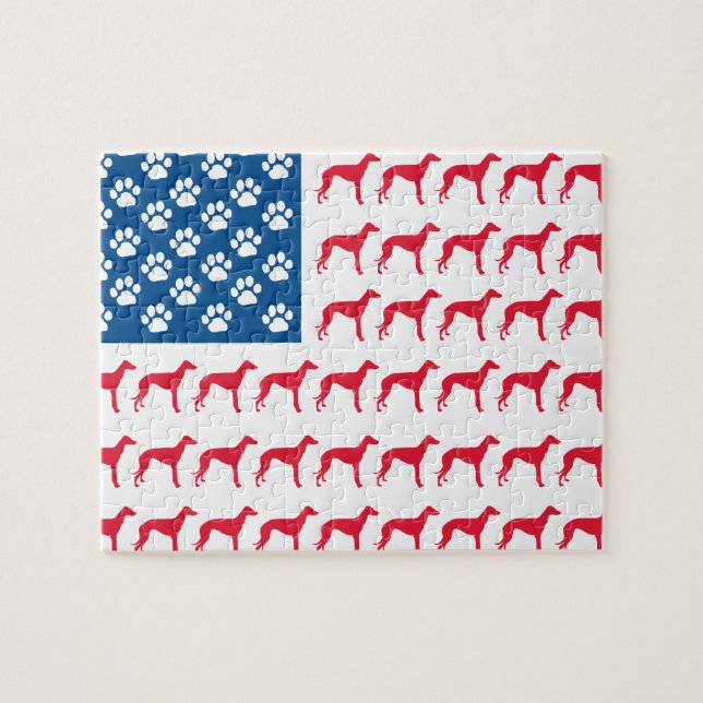 Patriotic Greyhound Dog (Horizontal)